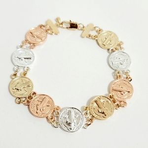14k Gold Plated Tri Color San Benedict